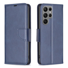 For Samsung Galaxy S24 Ultra 5G Lambskin Texture Pure Color Flip Leather Phone Case(Blue)