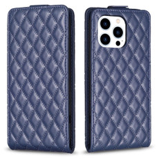 For iPhone 13 Pro Diamond Lattice Vertical Flip Leather Phone Case(Blue)