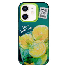 For iPhone 12 Orange TPU Hybrid PC Phone Case(Green)