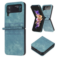 For Samsung Galaxy Z Flip4 Plaid Embossed Leather Phone Case(Green)