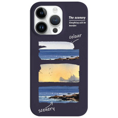 For iPhone 13 Pro Max Painted Pattern Skin-friendly PC Phone Case(Purple+Sunset) For iPhone 13 Pro Max Painted Pattern Skin-friendly PC Phone Case(Purple+Sunset)