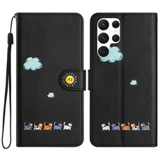 For Samsung Galaxy S23 Ultra 5G Cartoon Cats Leather Phone Case(Black) For Samsung Galaxy S23 Ultra 5G Cartoon Cats Leather Phone Case(Black)