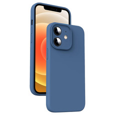 For iPhone 12 Microfiber Liquid Silicone Shockproof Phone Case(Blue)