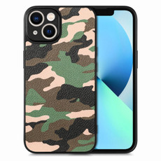 For iPhone 13 mini Camouflage Leather Back Cover Phone Case(Green)