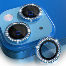 For iPhone 14 / 14 Plus ENKAY AR Anti-reflection Individual Diamond Ring Camera Lens Glass Full Film(Sea Blue)