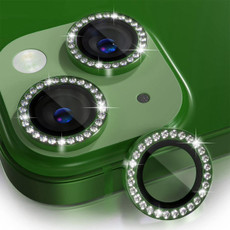 For iPhone 13 / 13 mini ENKAY AR Anti-reflection Individual Diamond Ring Camera Lens Glass Full Film(Deep Green)