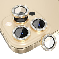 For iPhone 14 Pro / 14 Pro Max ENKAY AR Anti-reflection Individual Diamond Ring Camera Lens Glass Full Film(Golden)