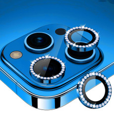 For iPhone 13 Pro / 13 Pro Max ENKAY AR Anti-reflection Individual Diamond Ring Camera Lens Glass Full Film(Sea  Blue)