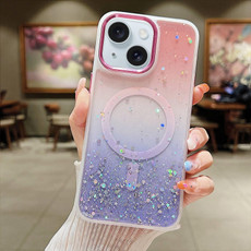 For iPhone 15 Plus Multicolor Gradient Glitter Sequin MagSafe TPU Phone Case(Pink+Purple) For iPhone 15 Plus Multicolor Gradient Glitter Sequin MagSafe TPU Phone Case(Pink+Purple)