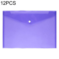 12 PCS A4 Clear Document Bag Paper File Folder Stationery School Office PP Case(Purple)