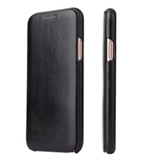 For iPhone X / XS Fierre Shann Business Magnetic Horizontal Flip Genuine Leather Case(Black)