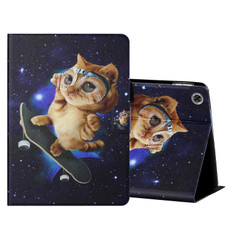 For Lenovo Tab FHD M10 Plus X606F Colored Drawing Horizontal Flip Leather Case with Holder & Card Slots & Sleep / Wake-up Function(Skateboard Cat)