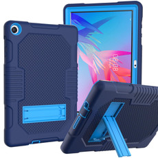 For Huawei MatePad T10 Contrast Color Robot Shockproof Silicone + PC Protective Case with Holder(Navy Blue)