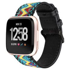 For Fitbit Versa Ethnic Style Genuine Leather  Watch Band(Fresh)