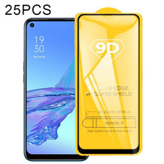 For OPPO A53 2020 25 PCS 9D Full Glue Full Screen Tempered Glass Film