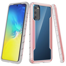 For Samsung Galaxy S20 Ultra iPAKY Thunder Series Aluminum Frame + TPU Bumper + Clear PC Shockproof Case(Rose Gold)