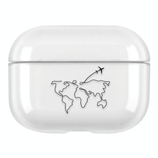 For AirPods Pro Stick Figure Mapping Transparent Earphone Protective Case(Map)