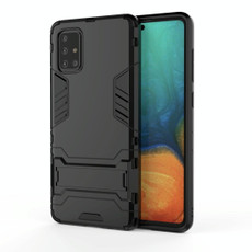 For Galaxy A71 Shockproof PC + TPU Protective Case with Invisible Holder(Black)