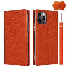 For iPhone 12 / 12 Pro Litchi Genuine Leather Phone Case(Orange)