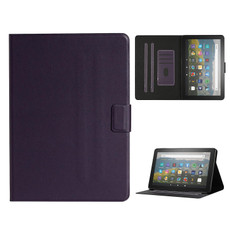 For Amazon Fire HD 10 (2021) Pure Color Horizontal Flip Leather Case with Card Slots & Holder & Sleep / Wake-up Function(Purple)