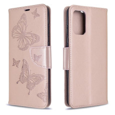 For Galaxy S20 Ultra Embossing Two Butterflies Pattern Horizontal Flip PU Leather Case with Holder & Card Slot & Wallet & Lanyard(Gold)