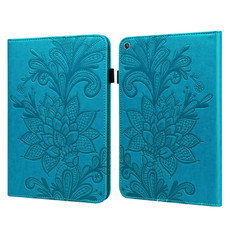 For Amazon Kindle Fire HD 8 2019/2018/2017/2016 Lace Flower Embossing Pattern Horizontal Flip Leather Case with Holder & Card Slots & Wallet & Photo Frame(Blue)