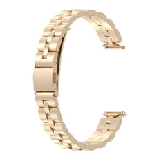 For Fitbit Luxe Special Edition Three-beads Stainless Steel Flat Buckle Watch Band(Gold)