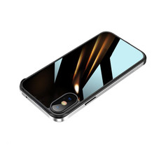 For iPhone XS Max SULADA Shockproof Aviation Aluminum Metal Frame + Nano Glass + TPU Protective Case(Silver)