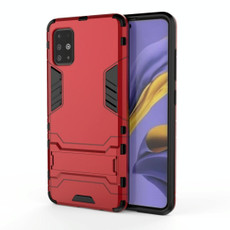 For Galaxy A51 Shockproof PC + TPU Protective Case with Invisible Holder(Red)