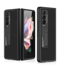 For Samsung Galaxy Z Fold3 5G GKK Ultra-thin Shockproof Leather Protective Case, with Holder(Cross Texture)