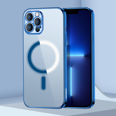 For iPhone 11 Pro Max Classic Electroplating Shockproof Magsafe Case (Blue)
