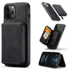 For iPhone 13 JEEHOOD Magnetic Zipper Horizontal Flip Leather Case with Holder & Card Slot & Wallet(Black)
