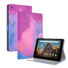 For Amazon Fire HD 10 2019 / 2017 Watercolor Pattern Skin Feel Magnetic Horizontal Flip PU Leather Case with Holder & Card Slots & Photo Frame & Sleep / Wake-up Function(Purple Red)