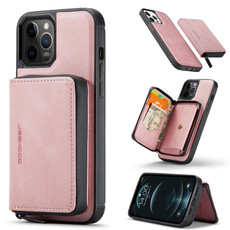 For iPhone 13 mini JEEHOOD Magnetic Zipper Horizontal Flip Leather Case with Holder & Card Slot & Wallet (Pink)