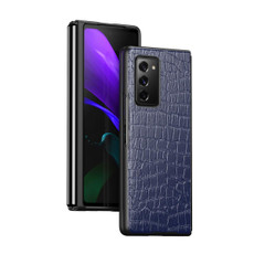 For Samsung Galaxy Z Fold2 5G Crocodile Texture Leather Folding Protective Case(Blue)