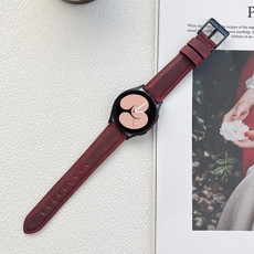 22mm Crazy Horse Texture Frosted Leather Strap Watch Band(Red)