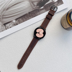 22mm Crazy Horse Texture Frosted Leather Strap Watch Band(Dark Brown)