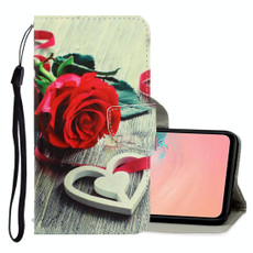 For Galaxy A51 3D Colored Drawing Horizontal Flip PU Leather Case with Holder & Card Slots & Wallet(Red Rose)
