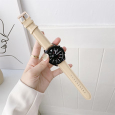 For Samsung Galaxy Watch4 40mm/44mm Leather Strap Watch Band(Apricot)