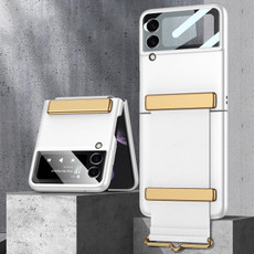 For Samsung Galaxy Z Flip3 5G GKK Ultra-thin Full Coverage Phone Case with Wristband(Silver)