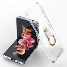 For Samsung Galaxy Z Flip3 5G GKK Phantom Electroplating Phone Case with Ring(Transparent)