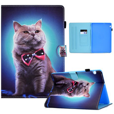 For Huawei MediaPad T5 Sewing Pen Slot Leather Tablet Case(Bow Tie Cat) For Huawei MediaPad T5 Sewing Pen Slot Leather Tablet Case(Bow Tie Cat)