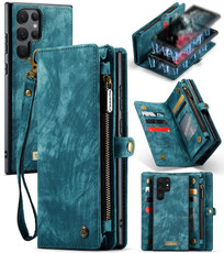 For Samsung Galaxy S22 Ultra 5G CaseMe-008 Detachable Multifunctional Horizontal Flip Leather Case(Green)
