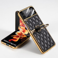 For Samsung Galaxy Z Flip3 5G GKK Integrated Plating + Leather Phone Case with Ring(Black) For Samsung Galaxy Z Flip3 5G GKK Integrated Plating + Leather Phone Case with Ring(Black)