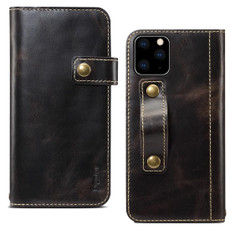 For iPhone 11 Denior Oil Wax Cowhide DK Magnetic Button Horizontal Flip Leather Case with Holder & Card Slots & Wallet(Black)