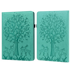 For Amazon Kindle Paperwhite 5 2021 Tree & Deer Pattern Pressed Printing Leather Tablet Case with Sleep / Wake-up(Green)