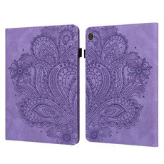 For Lenovo Tab M10 TB-X505L / TB-X505F / TB-X605L / TB-X605F & P10 TB-X705F / TB-X705L Peacock Embossed Pattern TPU + PU Leather Tablet Case(Purple)