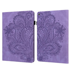 For Amazon Fire HD 8 2017 Peacock Embossed Pattern Leather Tablet Case(Purple)