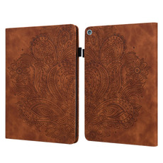 For Amazon Fire HD 10 2017 / 2019 Peacock Embossed Pattern Leather Tablet Case with Sleep / Wake-up Function(Brown)