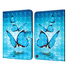 For Amazon Kindle Fire HD 8 2020 3D Painted Pattern Leather Tablet Case(Three Butterflies)